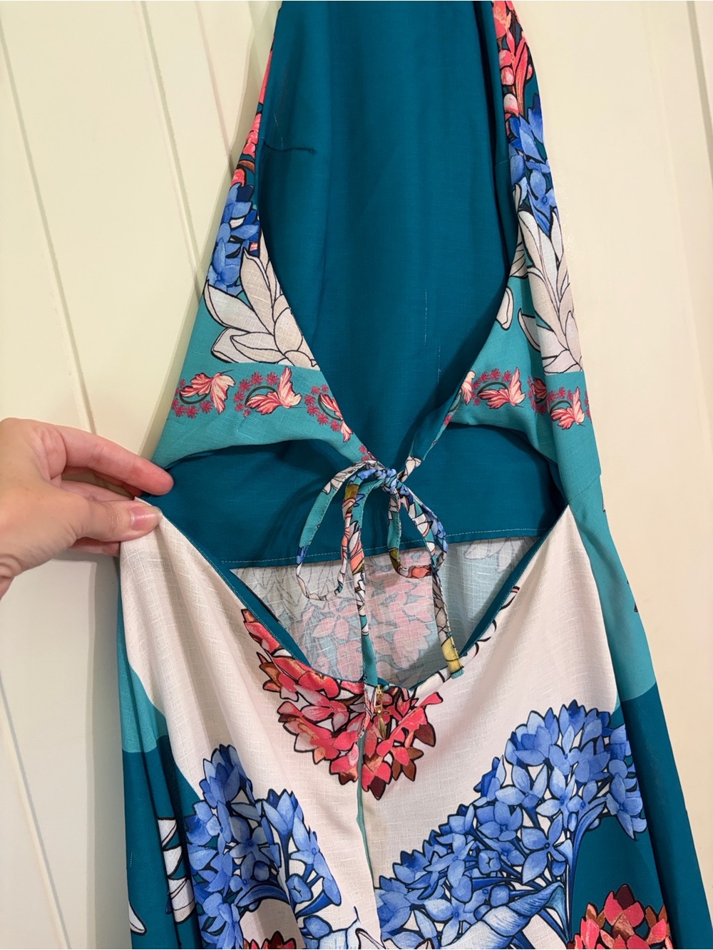 Agua Bendita Teal Floral Halter Top Dress Size M - Picture 5 of 11